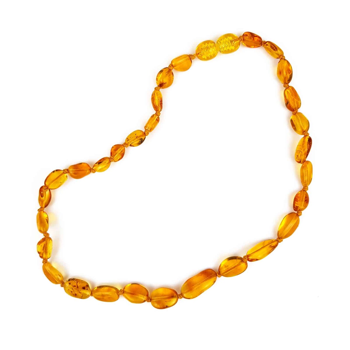 Polished baby oval beads honey color necklace
