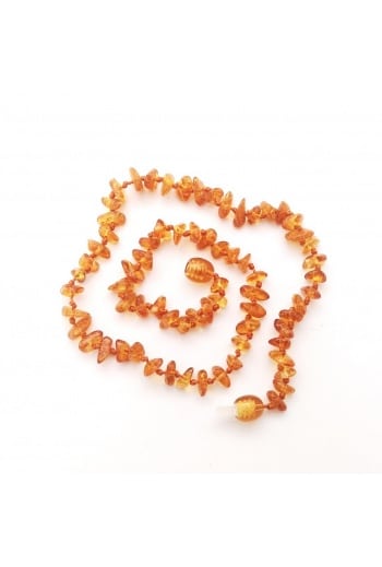Polished baby chips beads honey color necklace