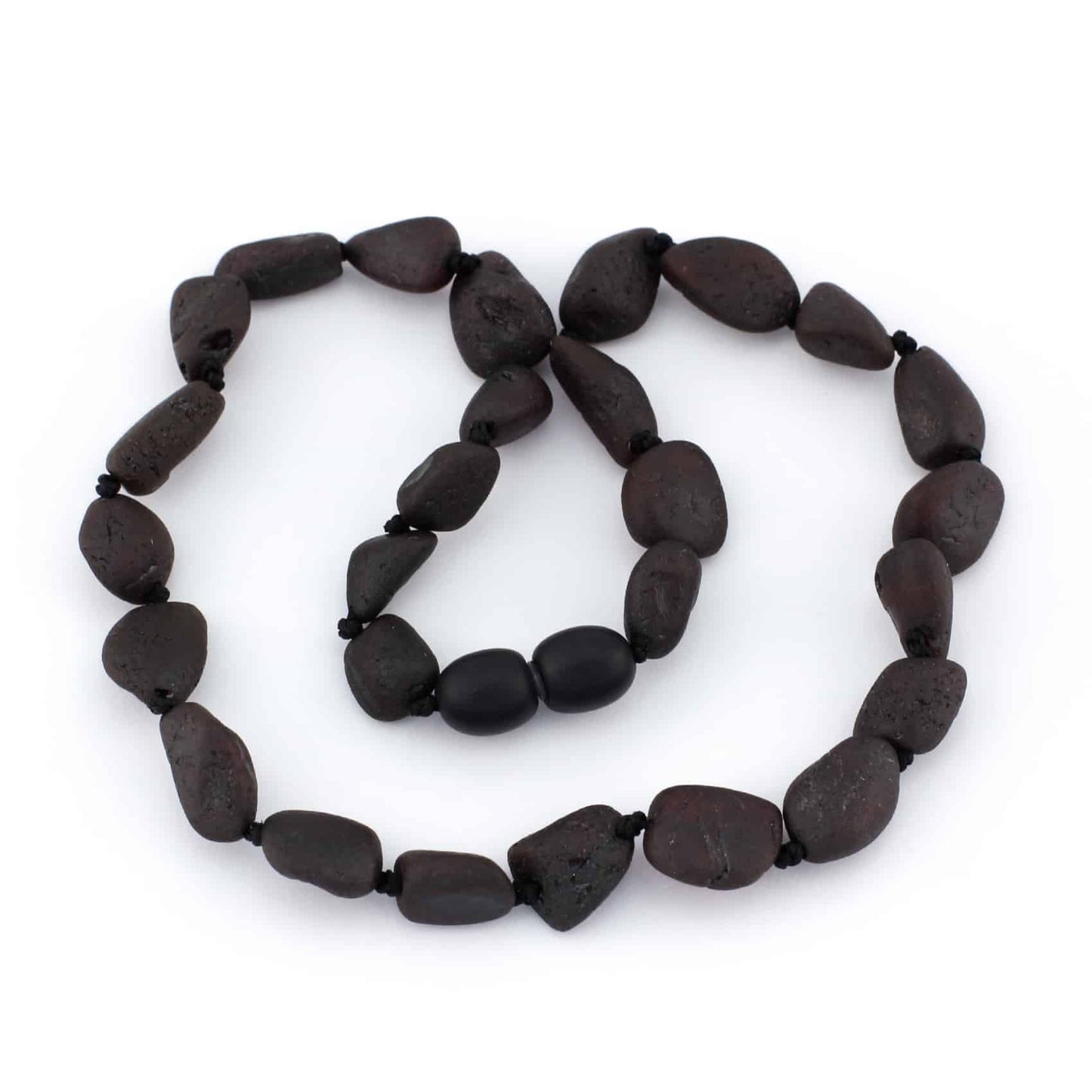 Raw Baby Oval Beads Black Color Necklace