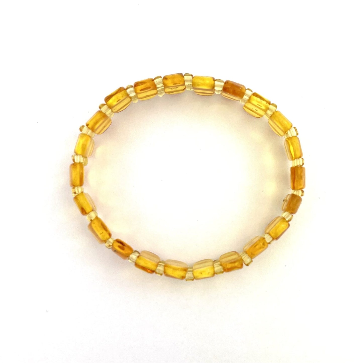 Polished Rounded Square Beads Honey Color Bracelet