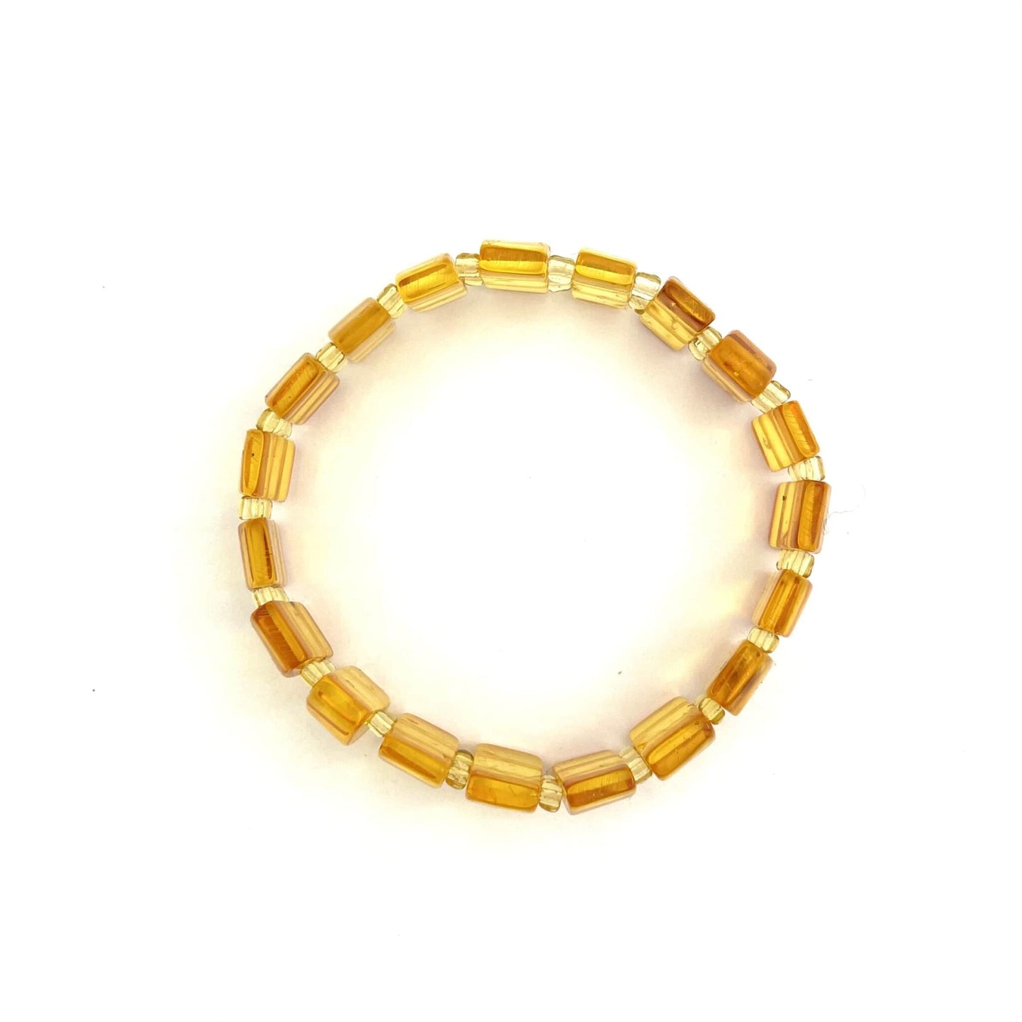 Polished Rectangle Beads Dark Honey Color Bracelet
