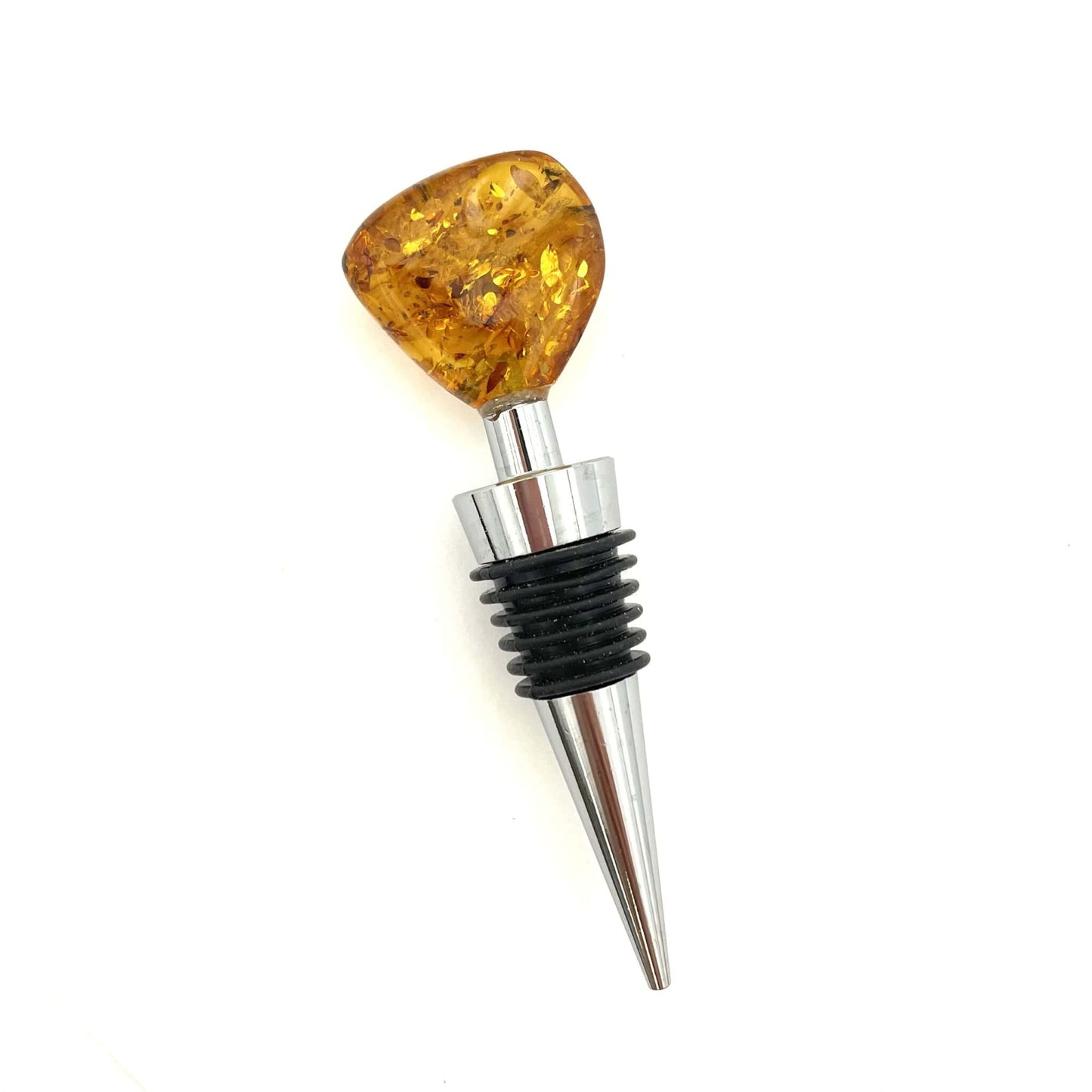 Wine Bottle Stopper with a Polished Cognac Color Amber