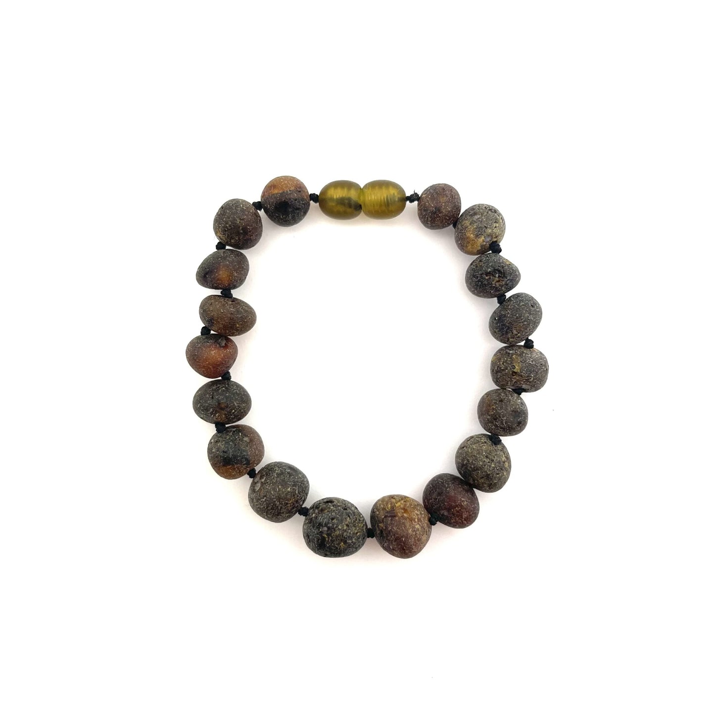 Raw Baroque Beads Green Color Amber Bracelet