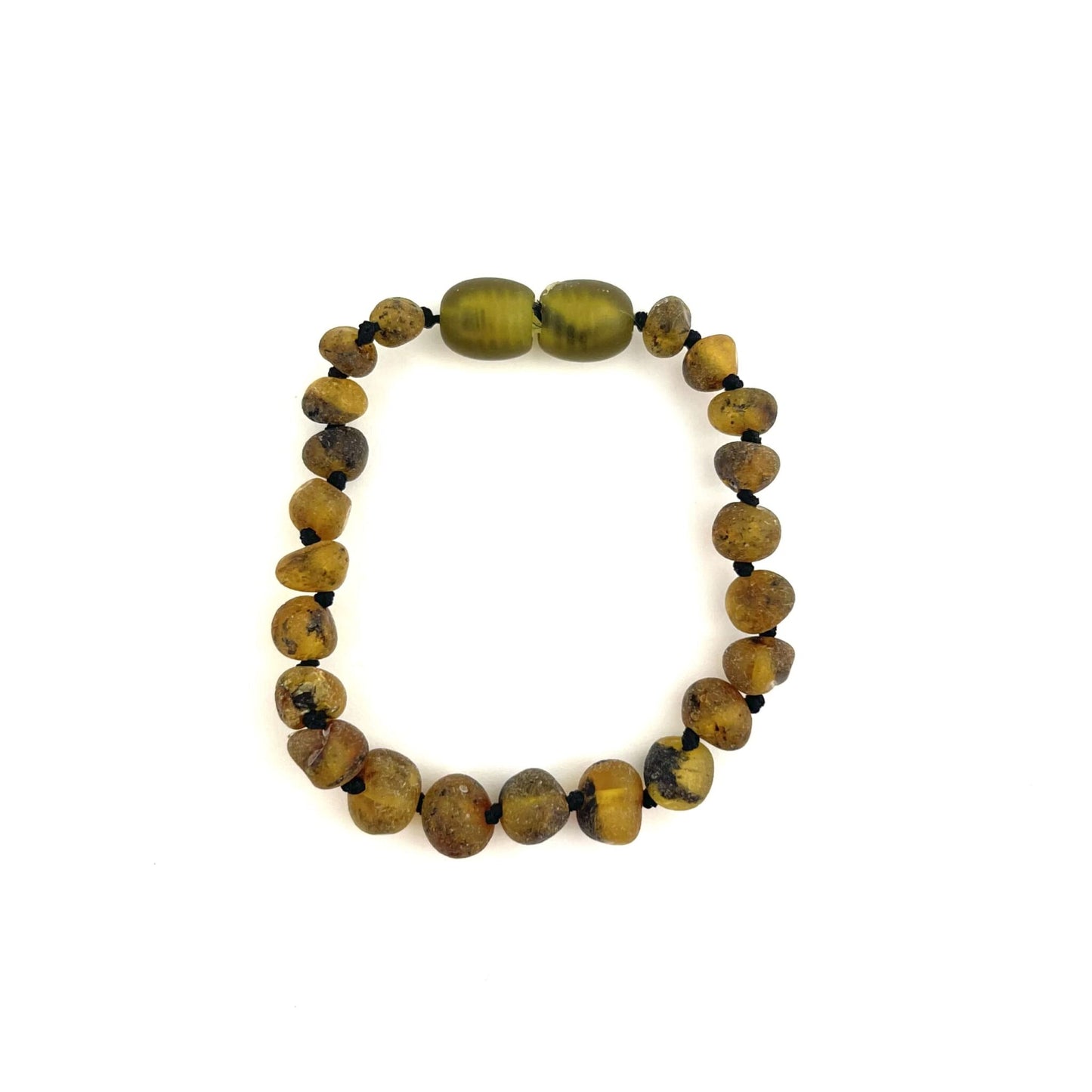Raw Kids Baroque Beads Green Color Amber Bracelet