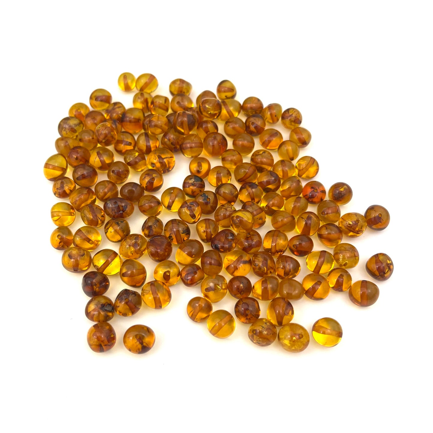 Loose Polished Baroque 8-10 mm Cognac Color Beads, Drilled, 100g