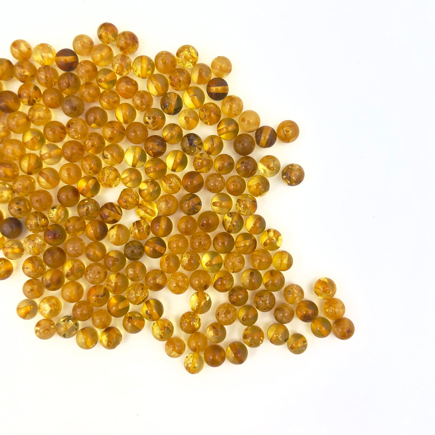 Loose Polished Baroque 8-10 mm Honey Color Beads, Drilled, 100g