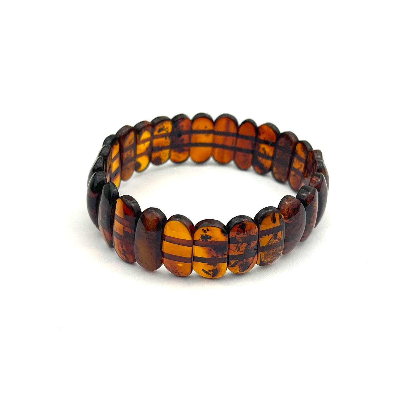 Polished Massive Rectangle Beads Cognac Bracelet
