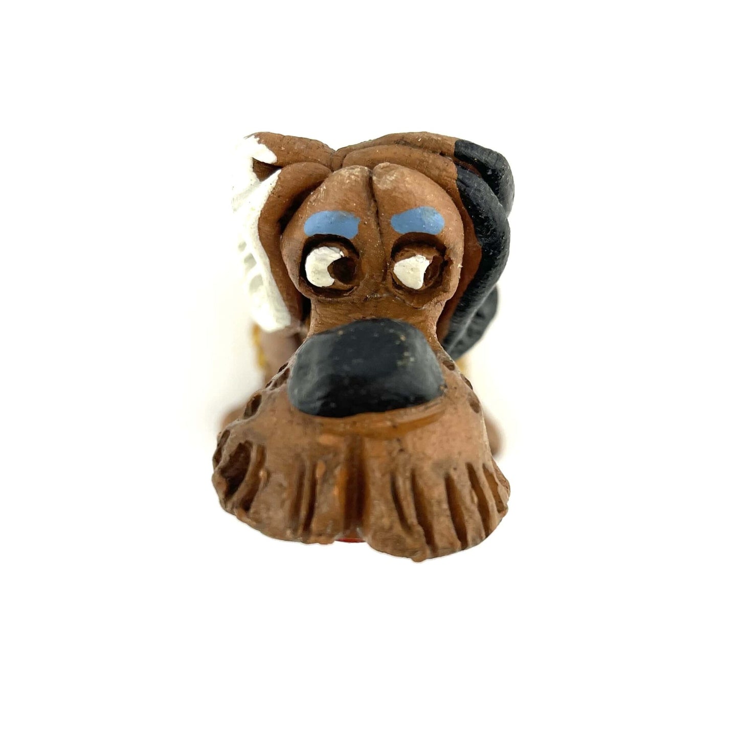 Handmade Clay Figurine The Dog Decorated with Amber