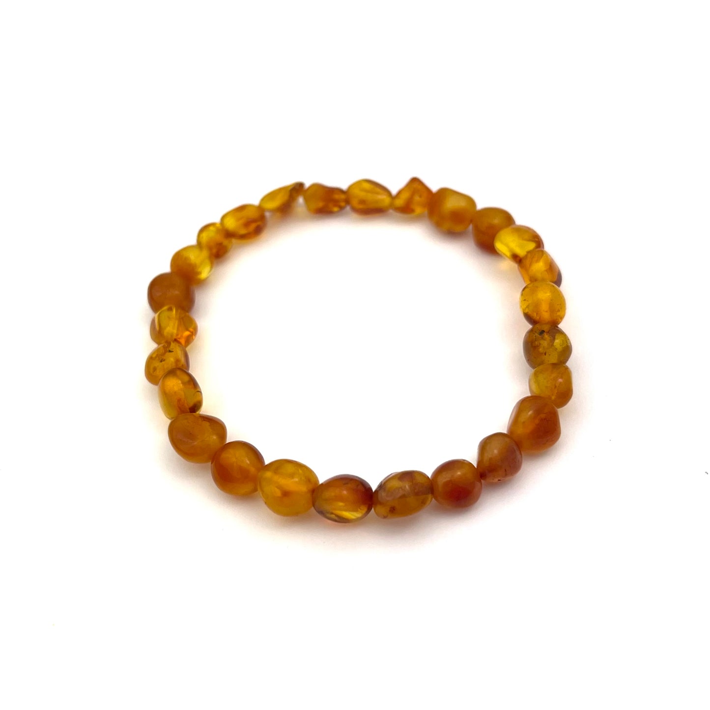 Polished Oval Amber Beads Dark Honey Bracelet