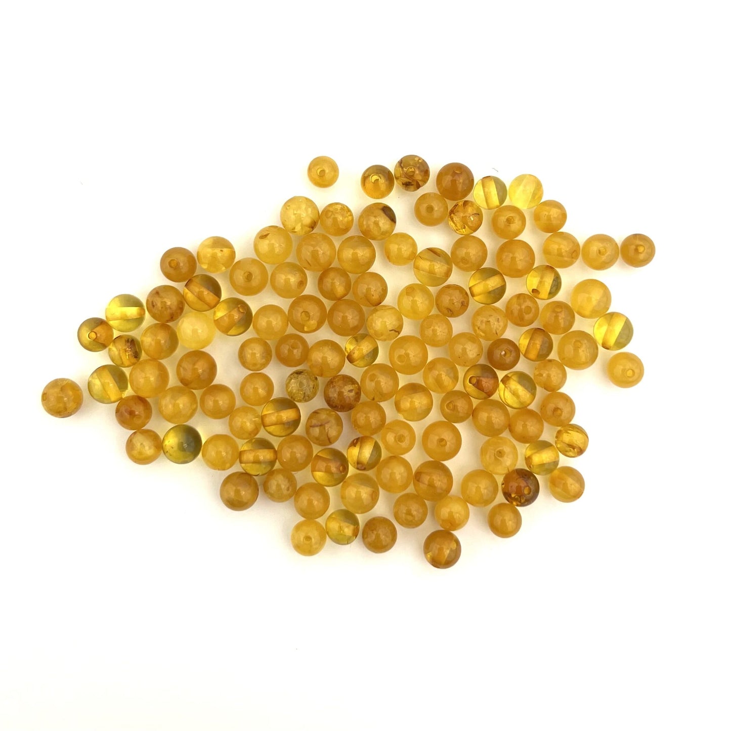 Loose Polished Perfect Round Dark Honey and Butter Beads, Drilled, 50g