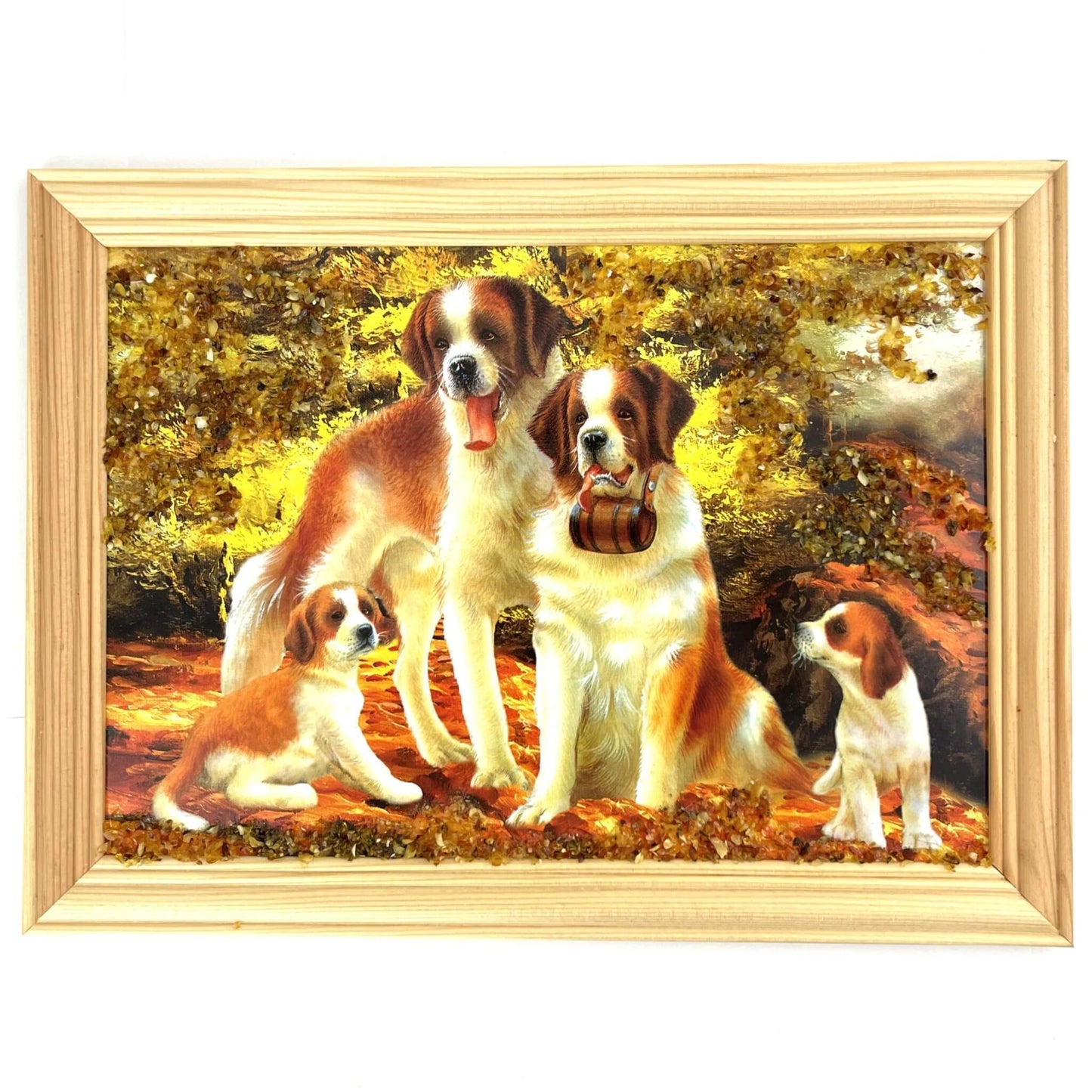 Natural Amber Landscape Art Image | Puppies | Medium