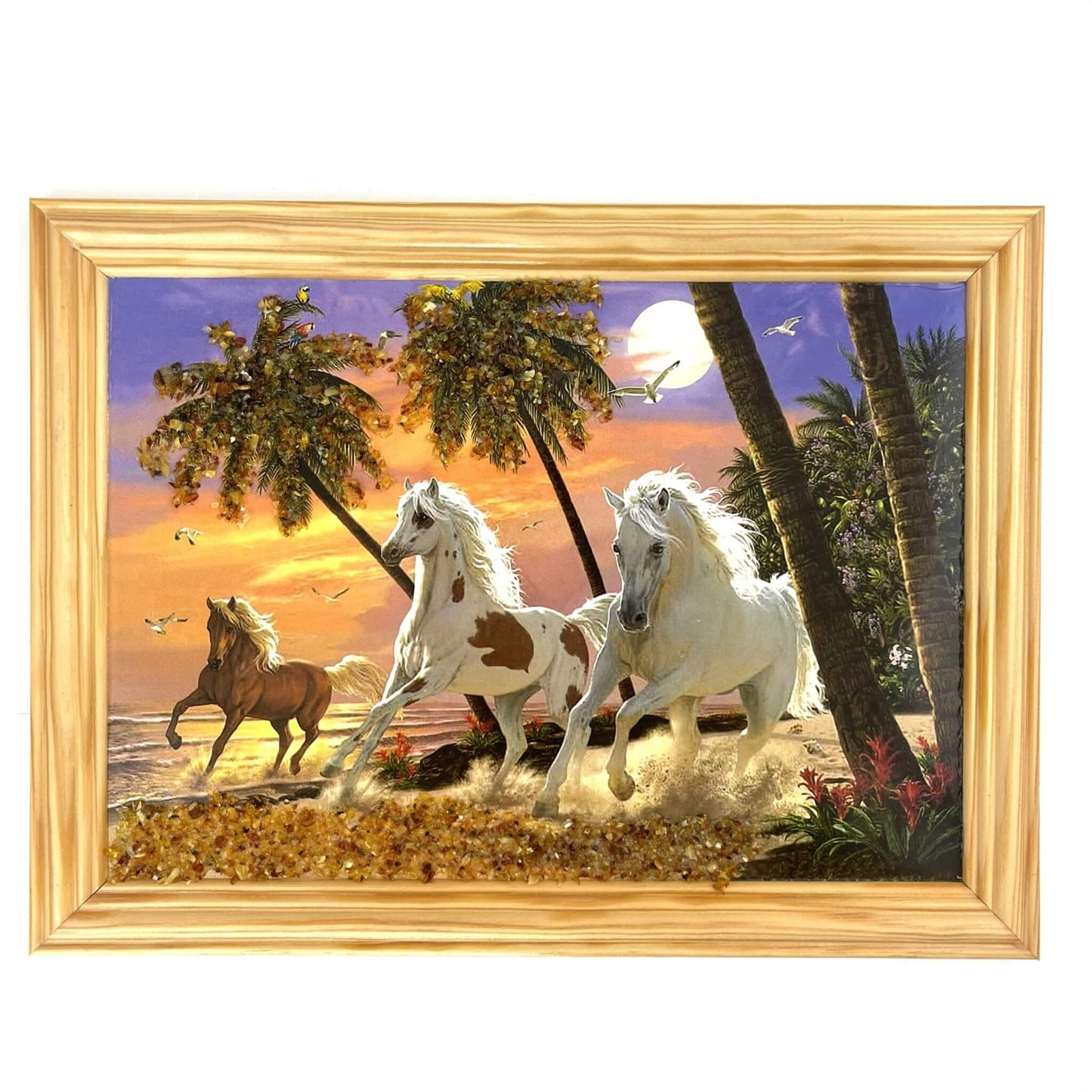 Natural Amber Landscape Art Image | Horses | Medium