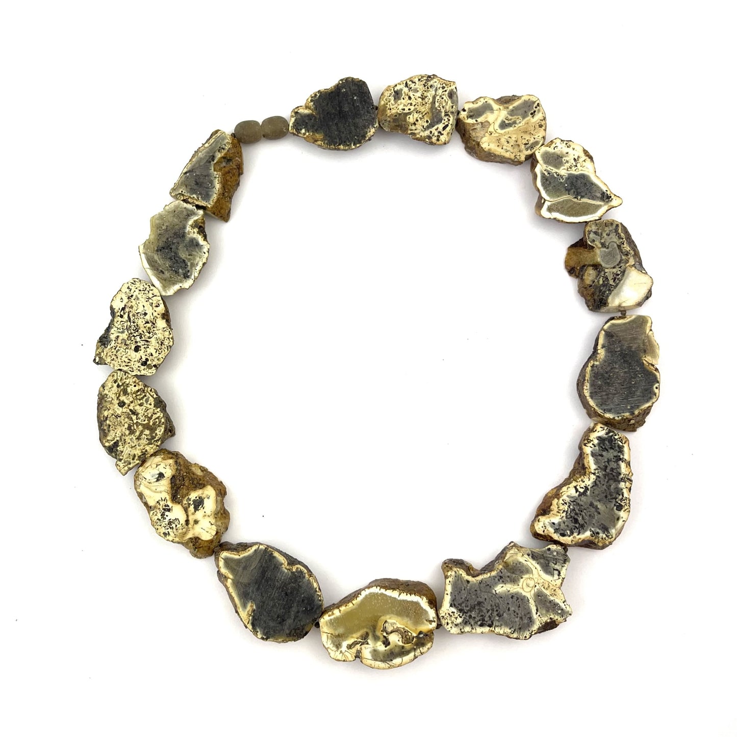 Raw Natural Shape Amber Beads Green Color Necklace