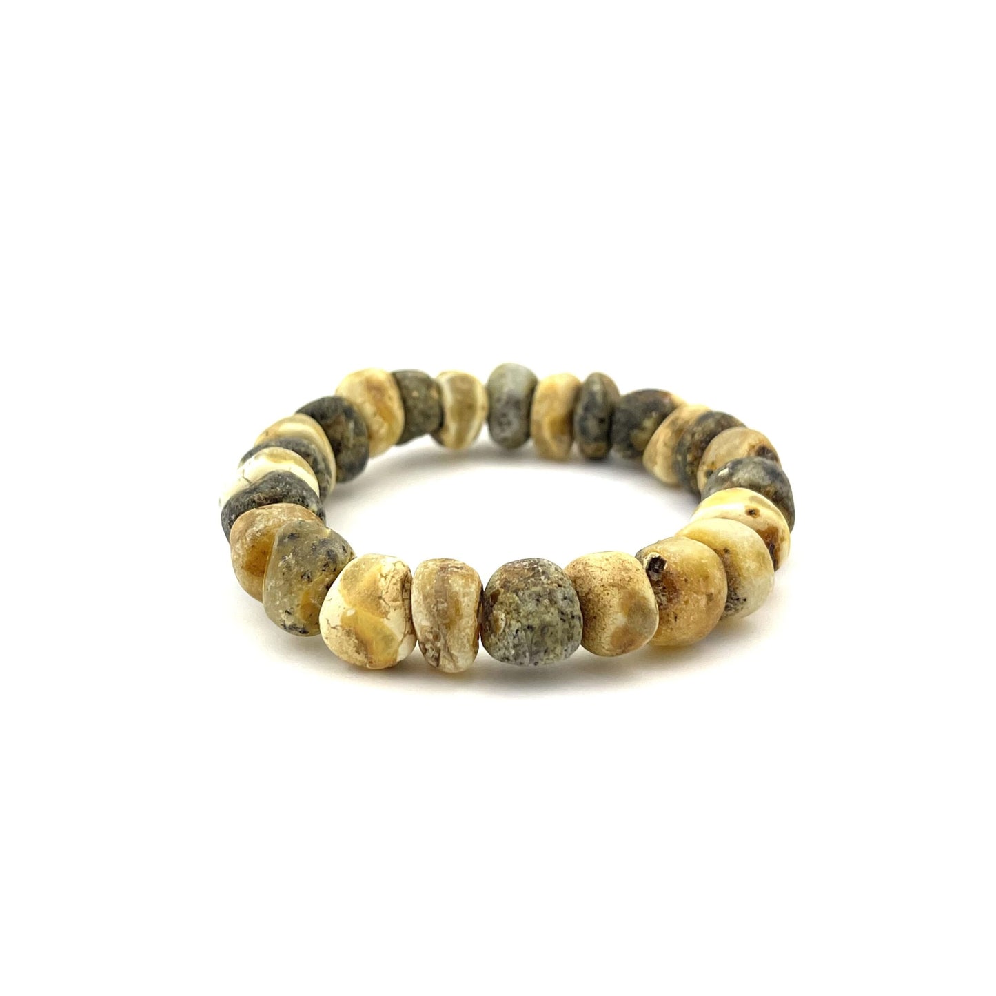Raw Massive Oval Beads Light Green Amber Bracelet