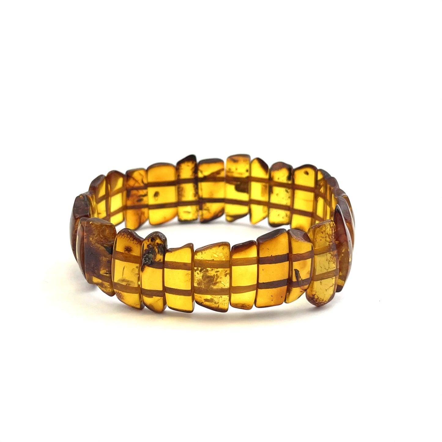 Polished Rectangle Beads Cognac Bracelet