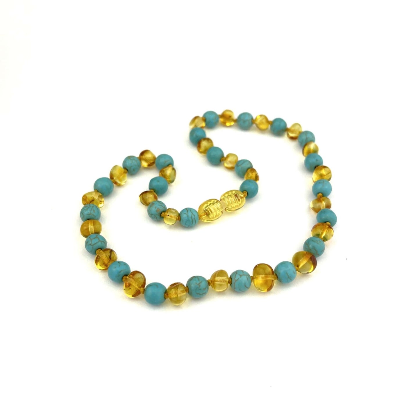 Polished Kids Baroque Beads Turquoise and Lemon Color Necklace