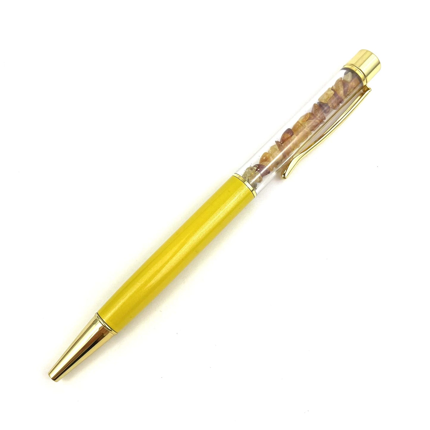 Ballpoint Pen Filled With Natural Amber Stones | Various Colors