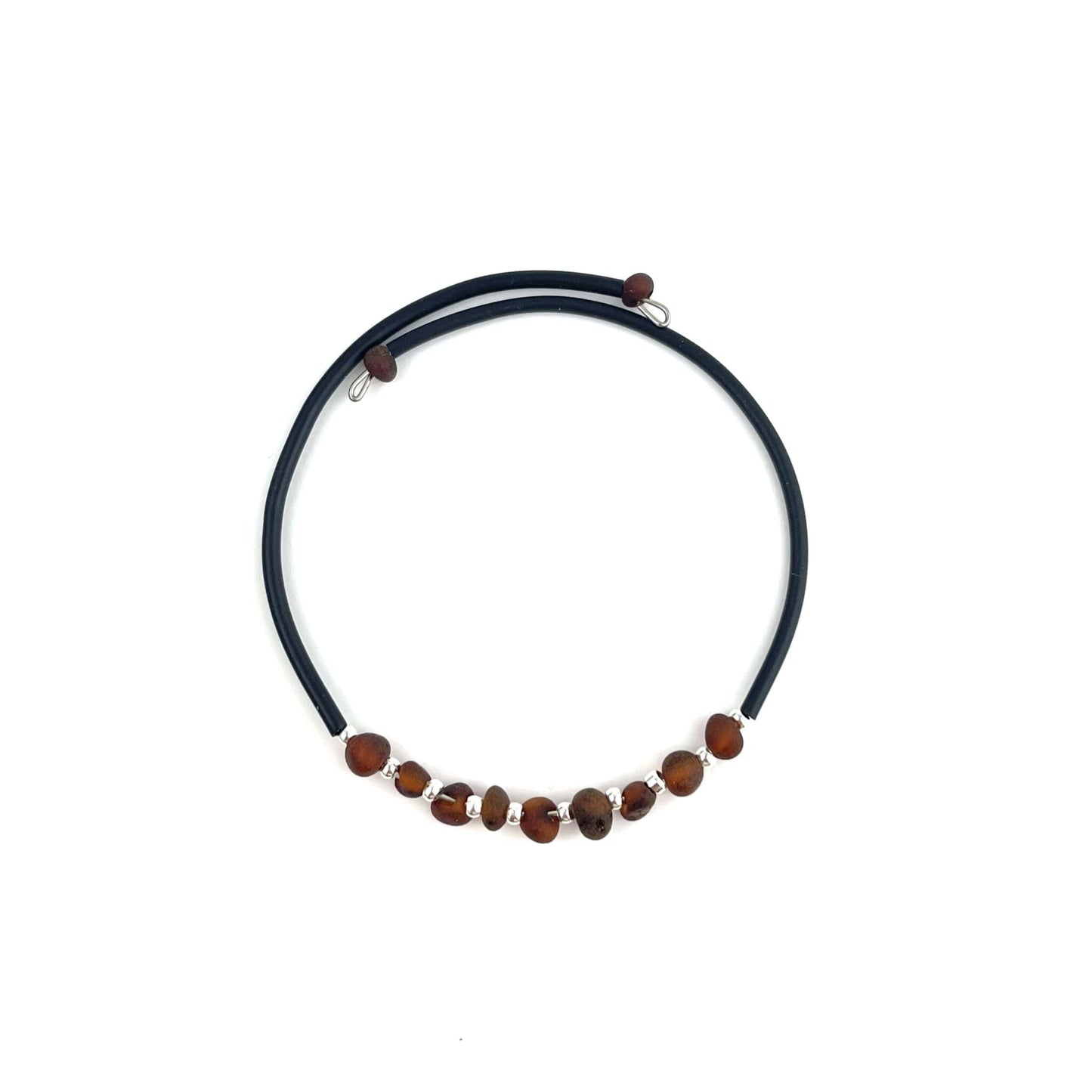 Raw Semi Rounded Beads Cognac Color Bracelet
