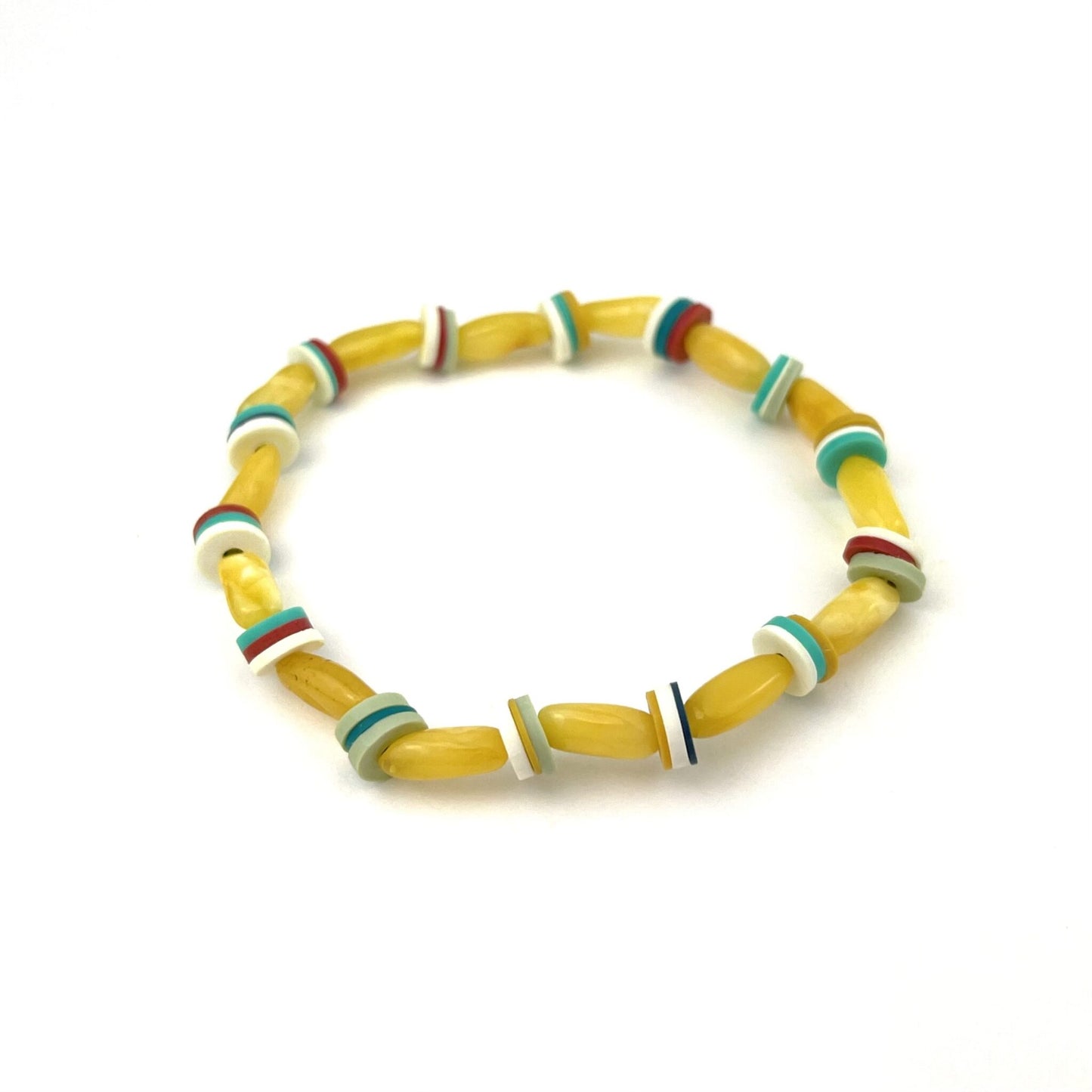 Polished Oval Amber Beads Butter Color Bracelet