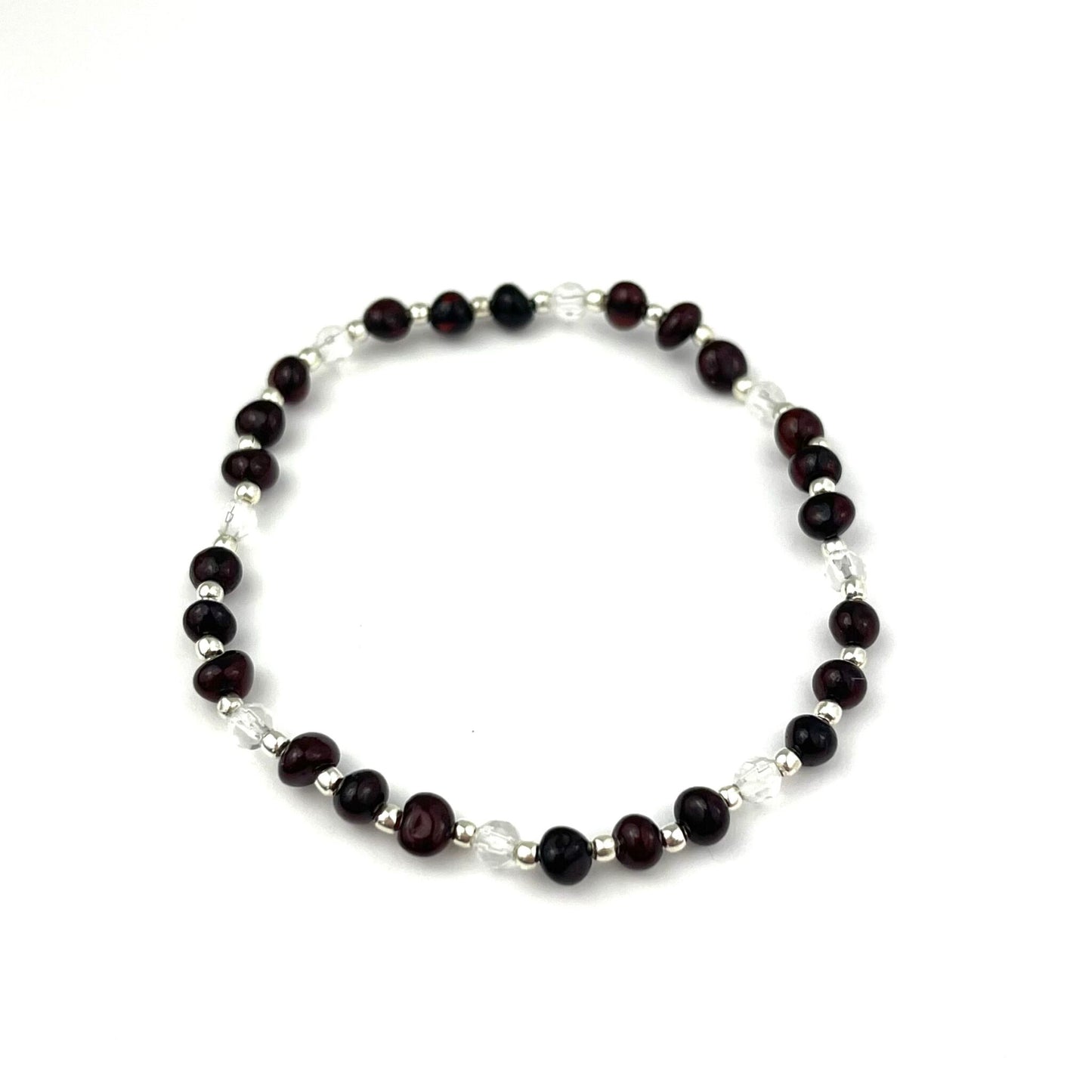 Polished Semi Rounded Beads Cherry Color Bracelet