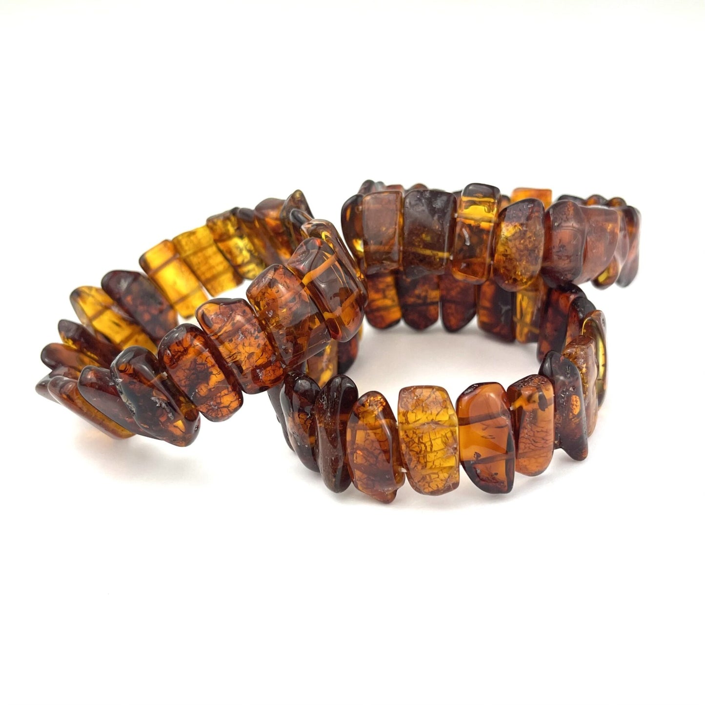 Polished Massive Rectangle Beads Cognac Bracelet