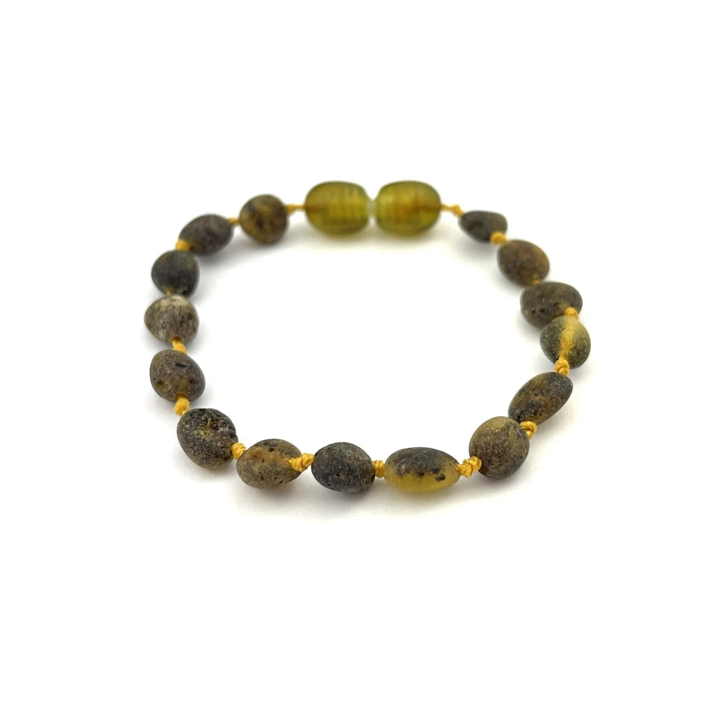 Raw Kids Oval Beads Green Color Bracelet