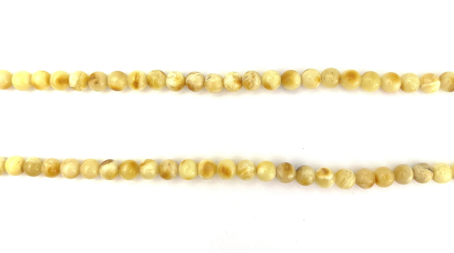 Polished Perfect Round Beads Light Butter Color Necklace