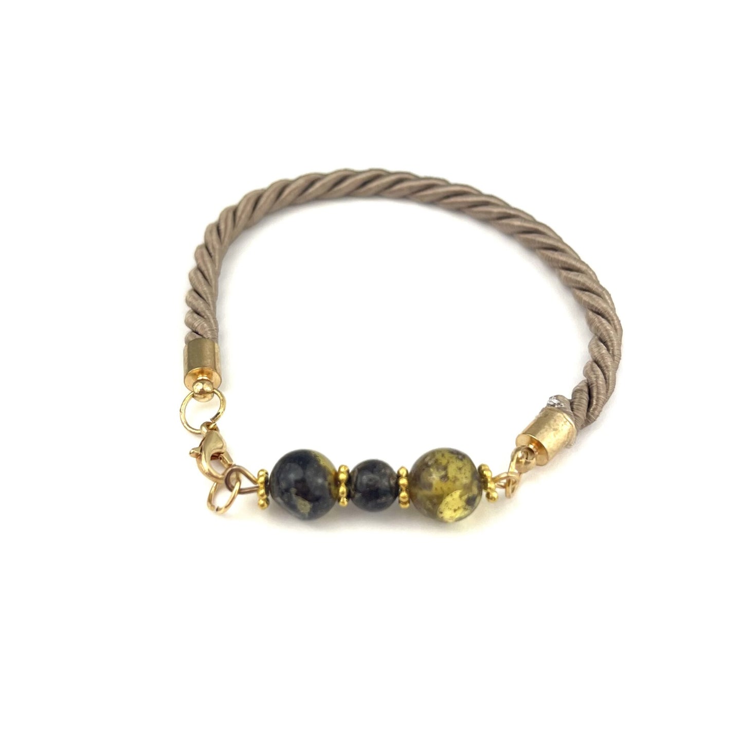 Polished Perfect Round Beads Green Color Bracelet