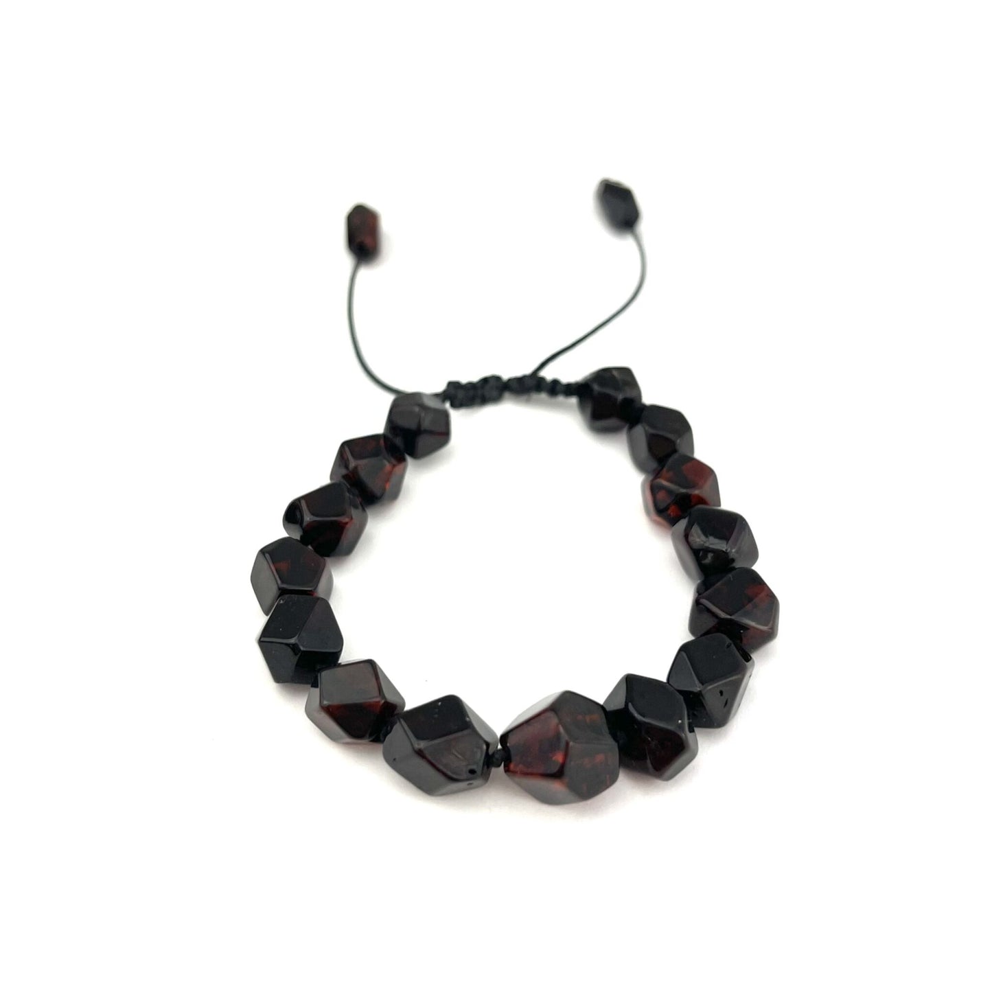 Polished Adjustable Faceted Beads Cherry Color Bracelet