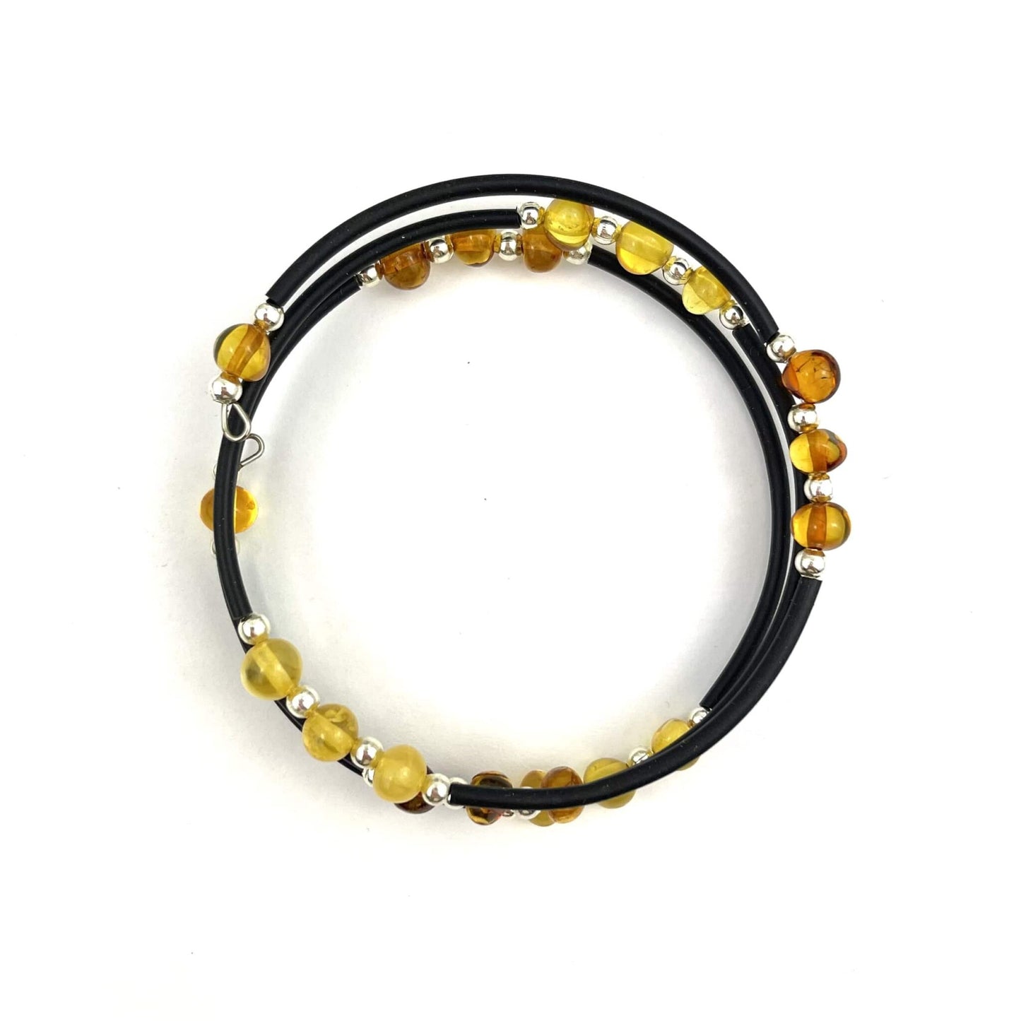 Polished Baroque Beads Memory Wire Honey Bracelet