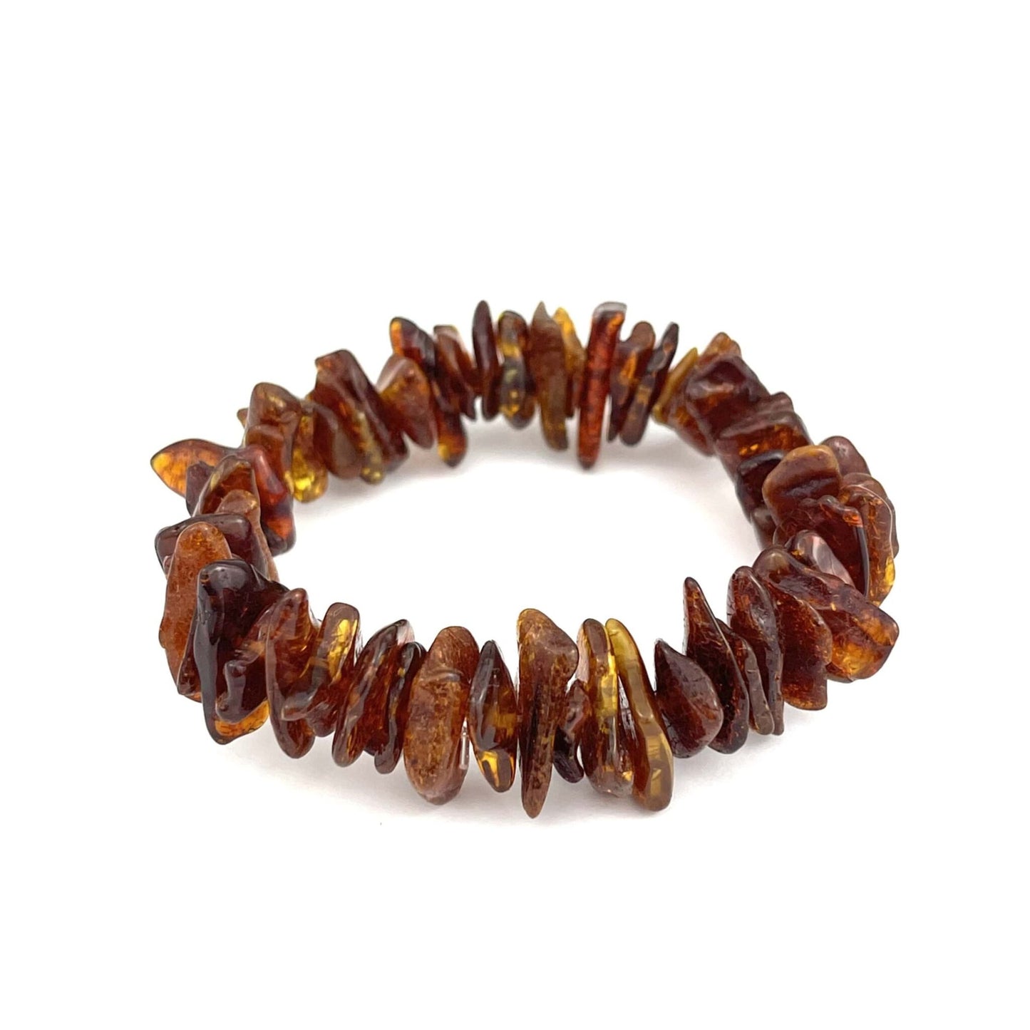 Polished Elastic Chips Cognac Color Bracelet 12g+