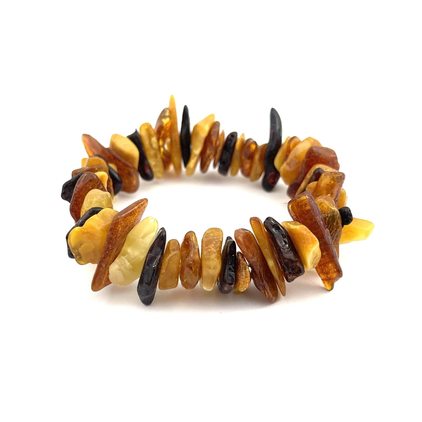 Polished Elastic Chips Dark Multicolor Bracelet 12g+