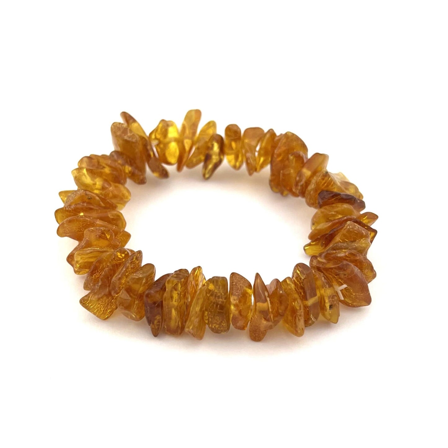 Polished Elastic Chips Dark Honey Color Bracelet 12g+