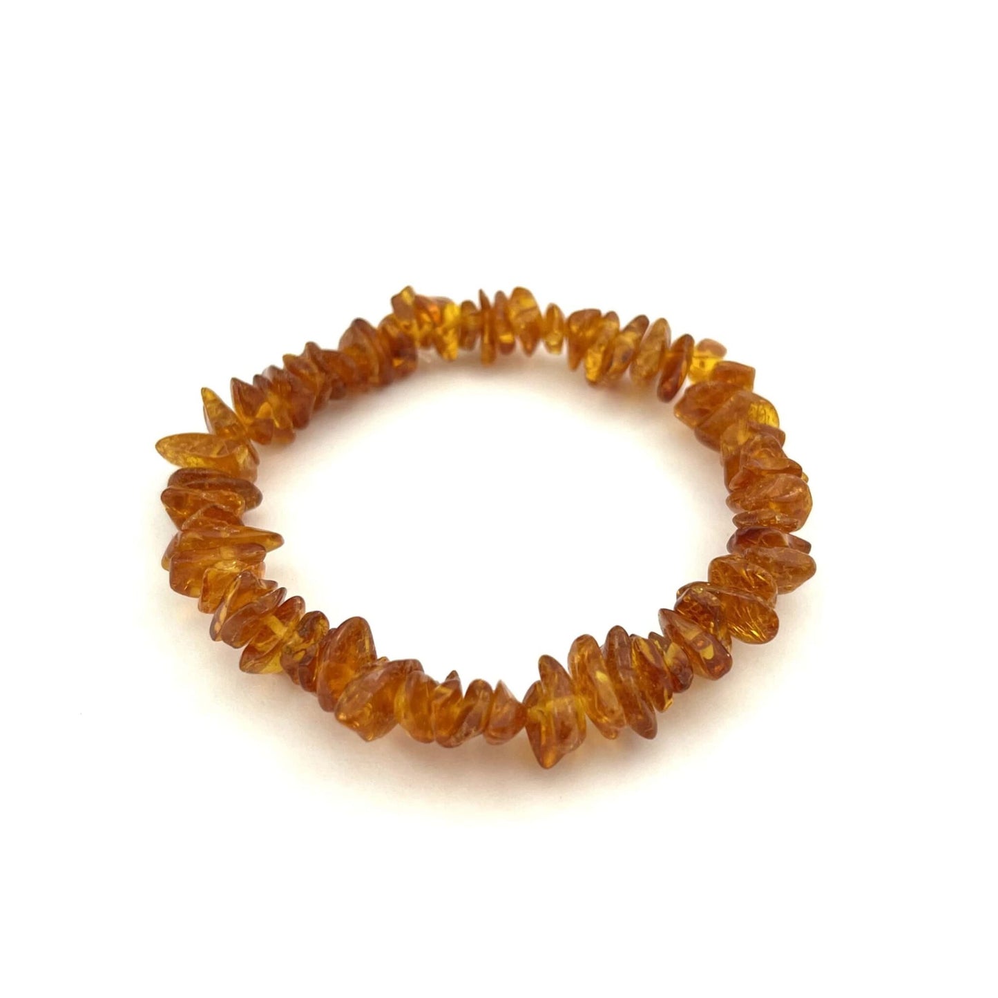Polished Elastic Chips Dark Honey Color Bracelet