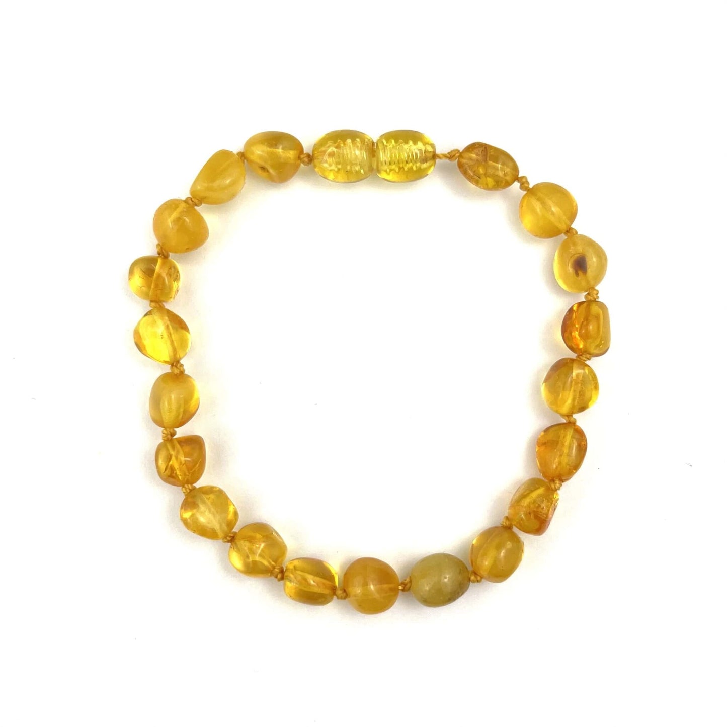 Polished Oval Beads Honey Color Bracelet