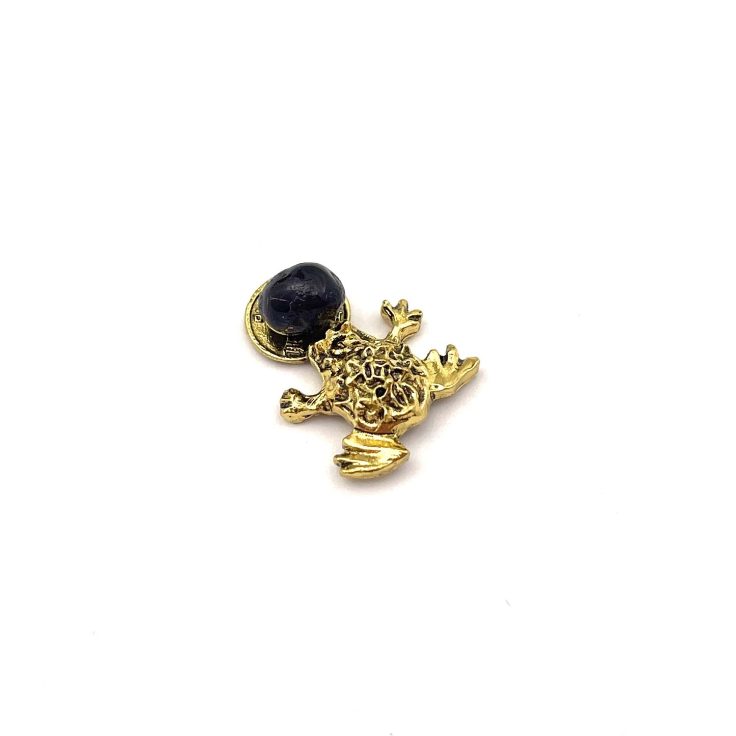 Lucky Frog with a Polished Cherry Color Amber Bead