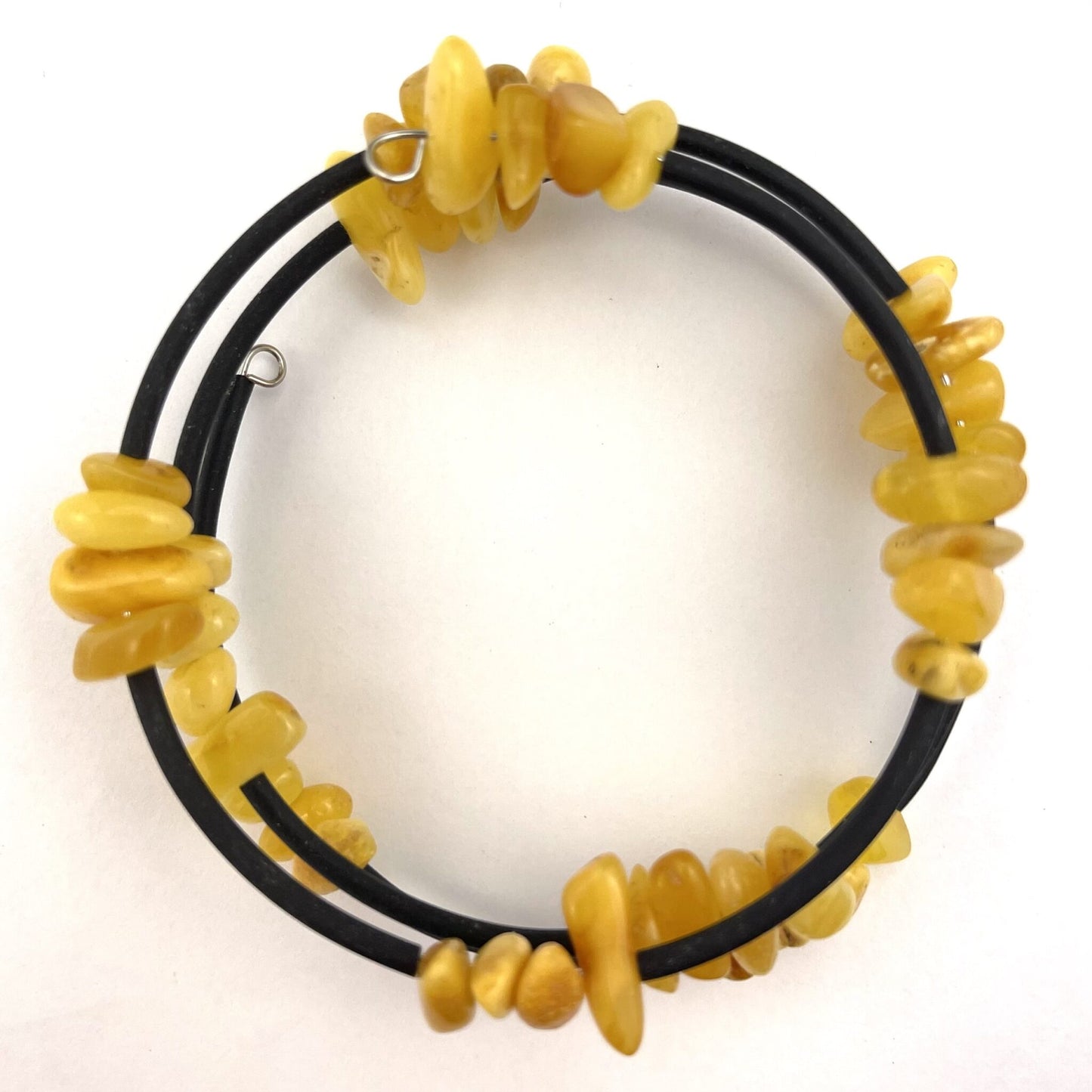 Polished Chips Beads Memory Wire Butter Color Bracelet