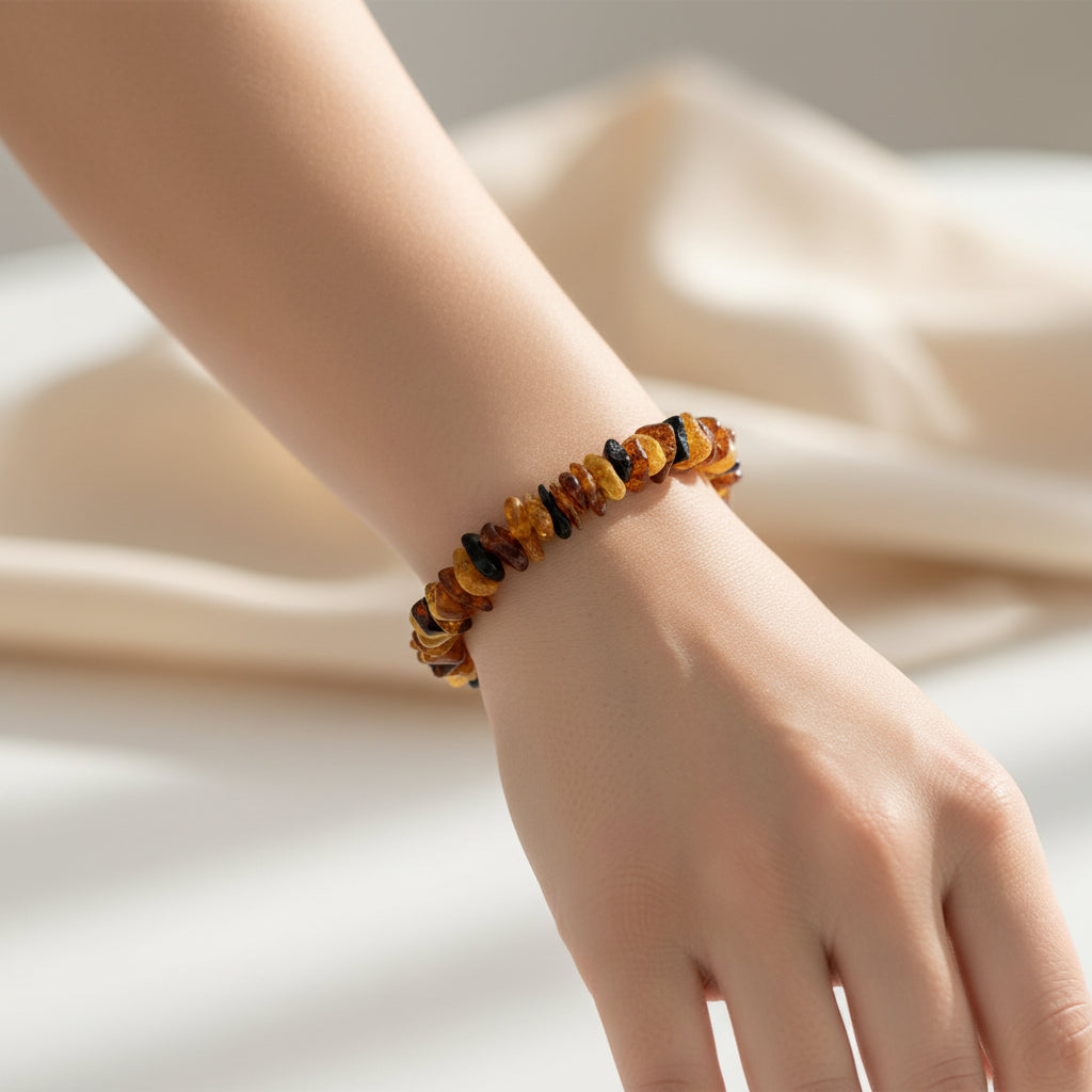 Polished Elastic Chips Dark Multicolor Bracelet