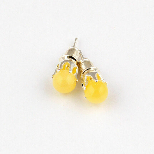 Polished Small Stud Perfect Round Butter Color Earrings