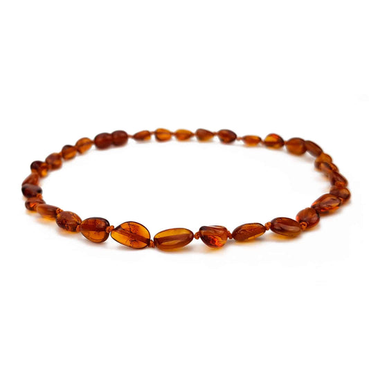 Polished baby oval beads cognac color necklace