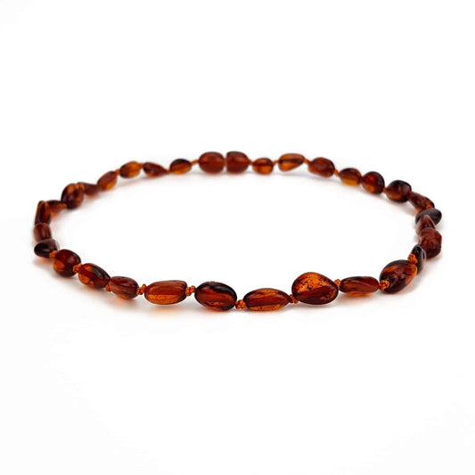 Polished baby oval beads brown color necklace