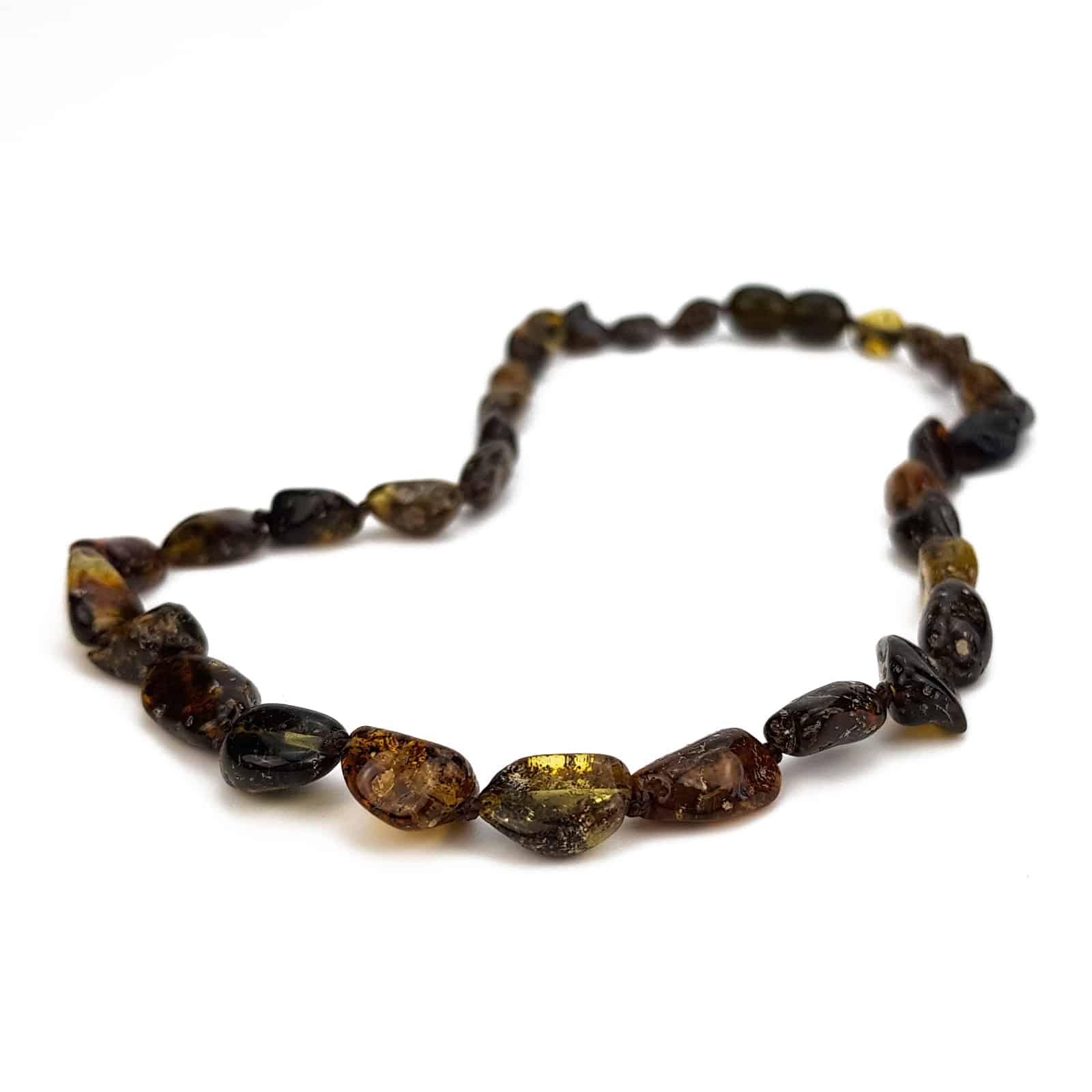 Polished baby oval beads green color necklace