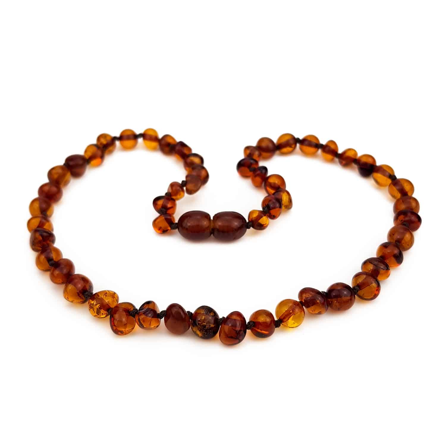 Polished baby baroque beads cognac color necklace