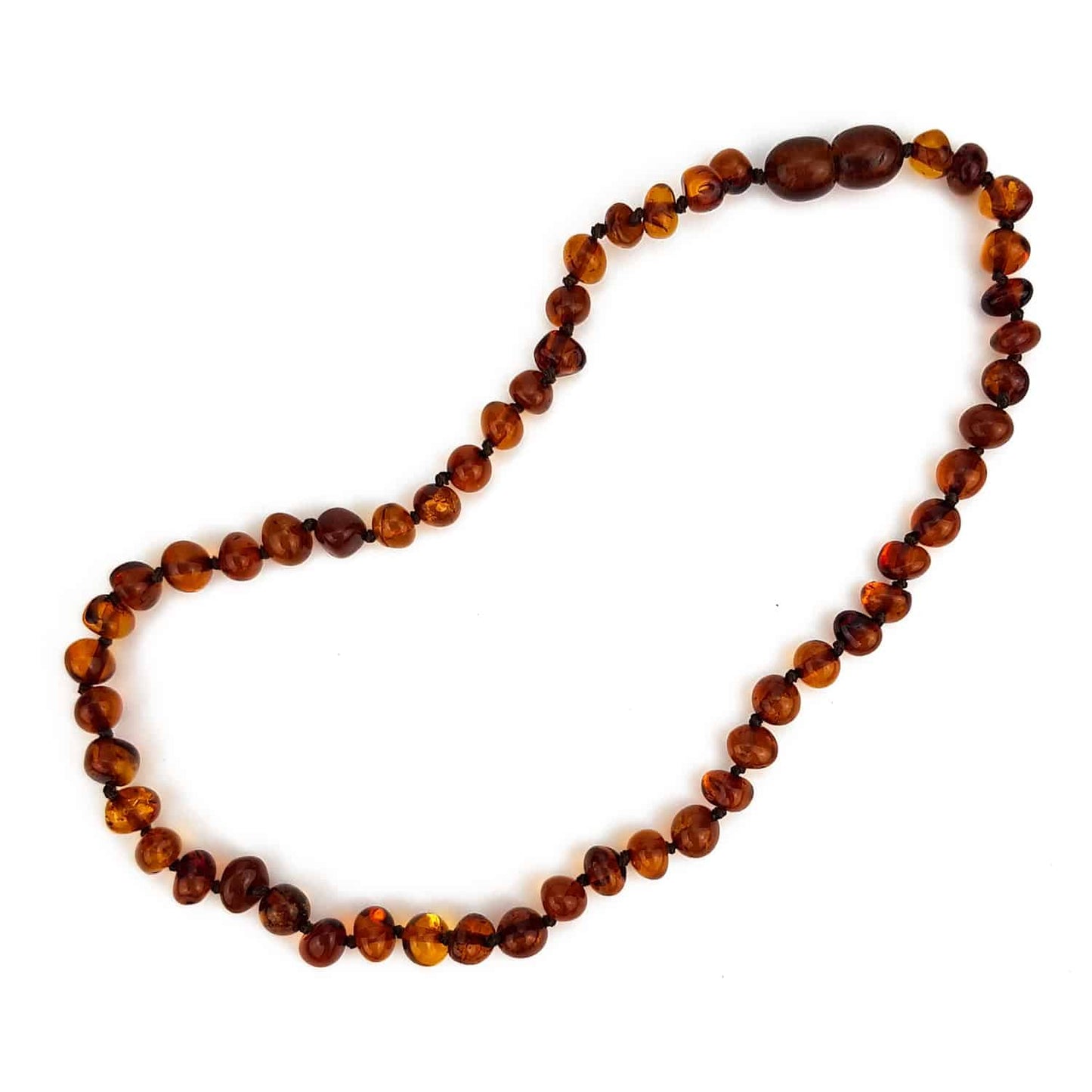 Polished baby baroque beads cognac color necklace