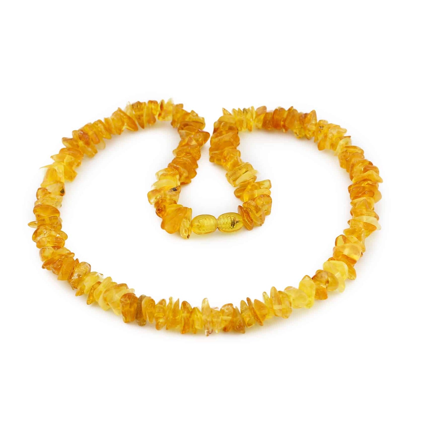 Polished adult chips beads lemon color necklace