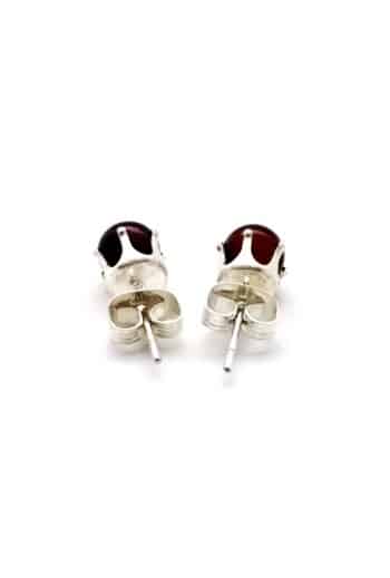 Polished small stud rounded cherry color earrings