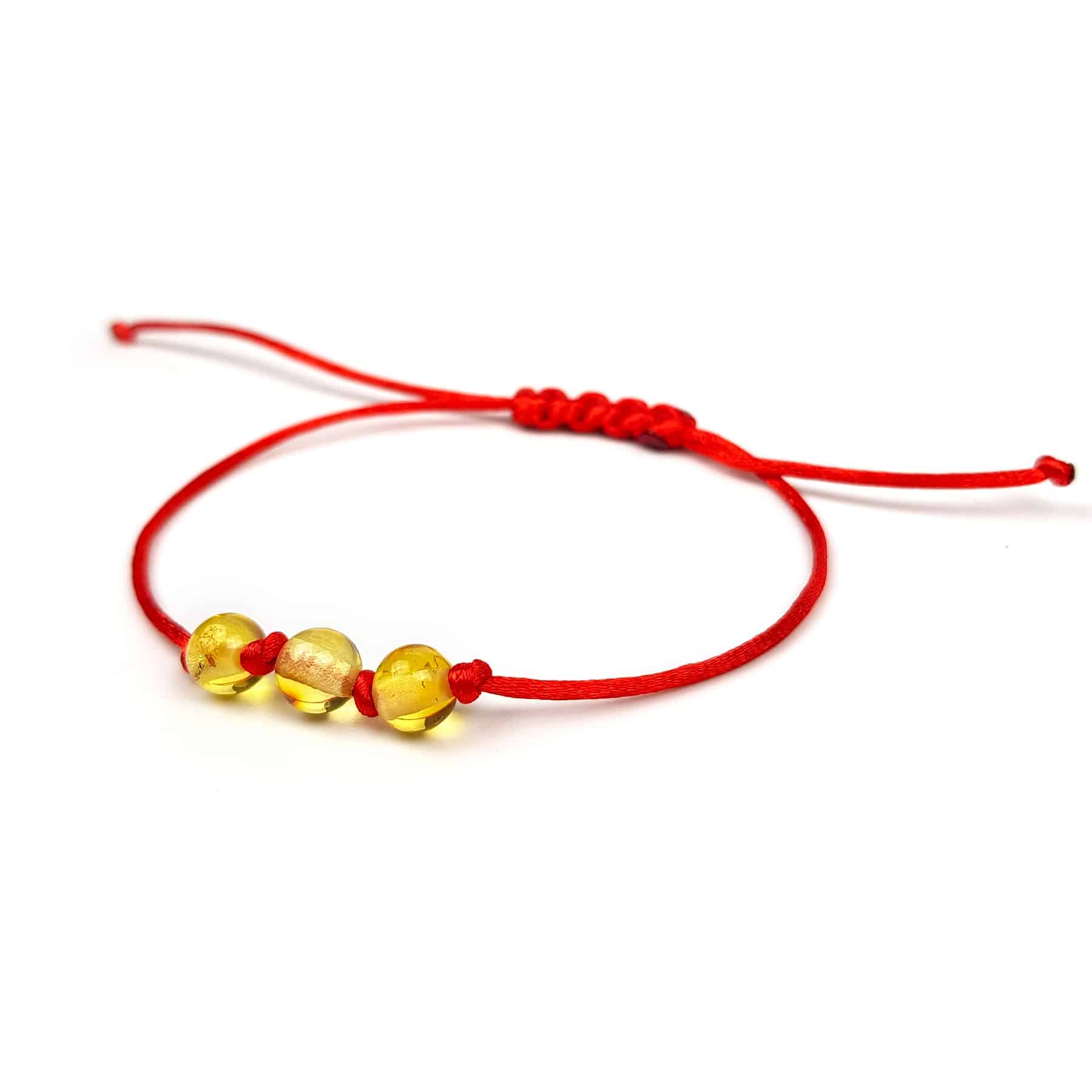 Polished Adjustable bracelet with three lemon beads