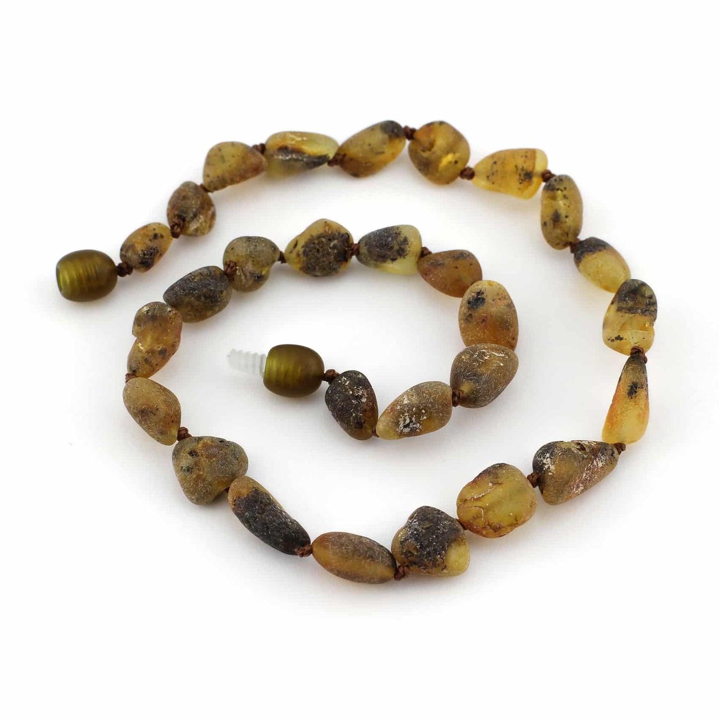 Raw Baby Oval Beads Green Color Necklace