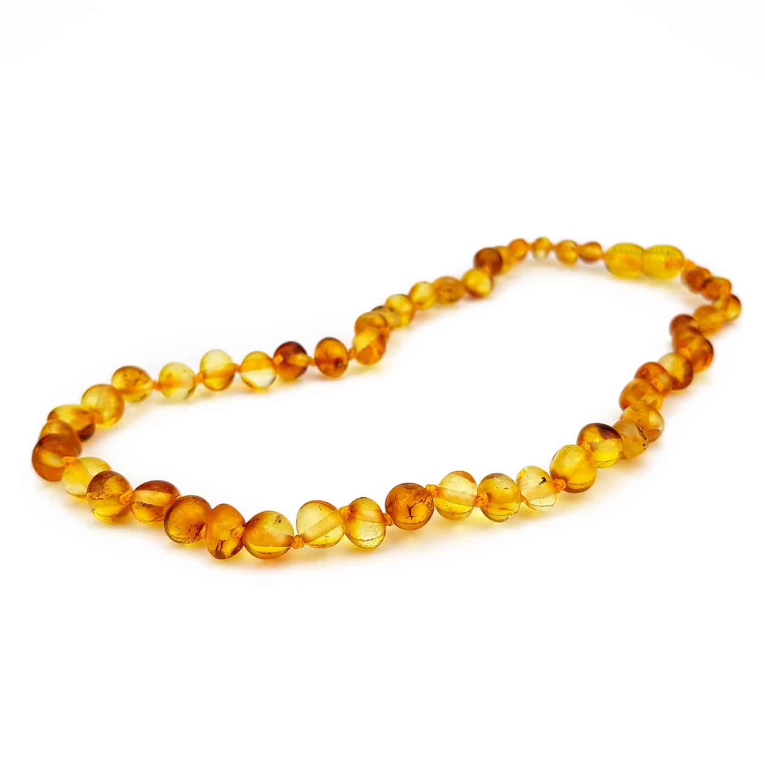 Polished baby baroque beads honey color necklace