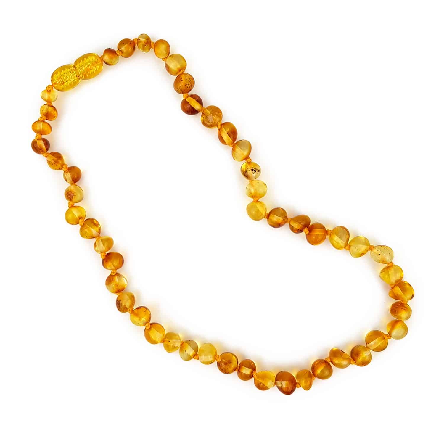 Polished baby baroque beads honey color necklace